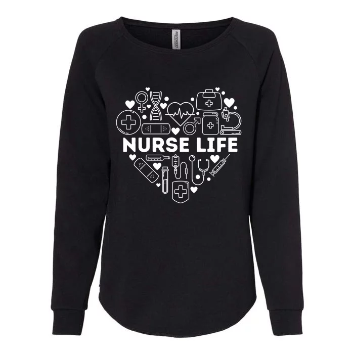 Nurse Life Heart Shape Nursing Week Rn Lpn Cna Healthcare Gift Womens California Wash Sweatshirt