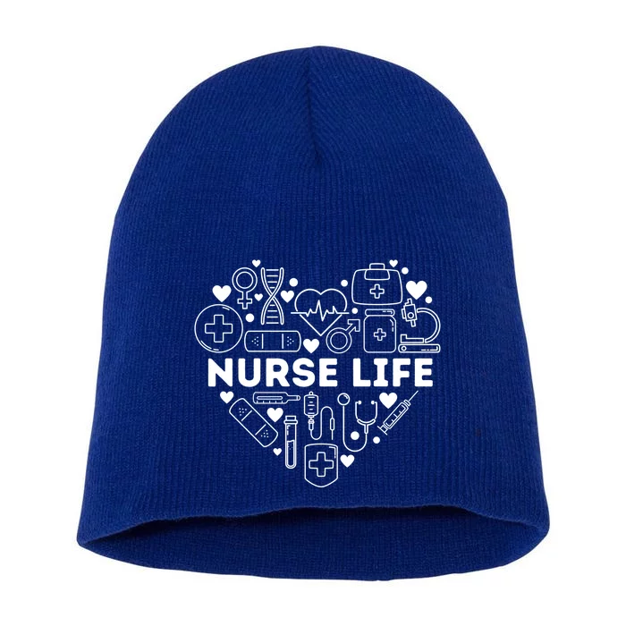 Nurse Life Heart Shape Nursing Week Rn Lpn Cna Healthcare Gift Short Acrylic Beanie