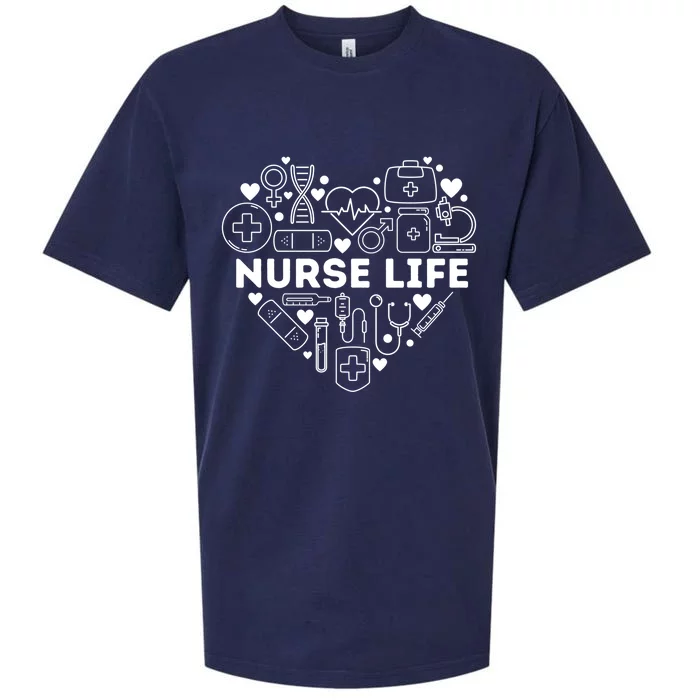 Nurse Life Heart Shape Nursing Week Rn Lpn Cna Healthcare Gift Sueded Cloud Jersey T-Shirt