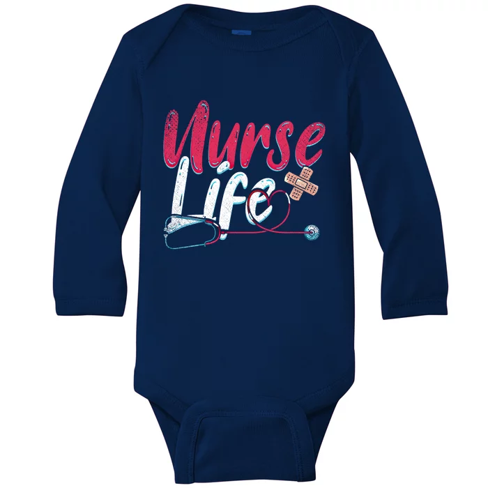 Nurse Life Hospital Medicine Stethoscope Medical Nurse Gift Baby Long Sleeve Bodysuit