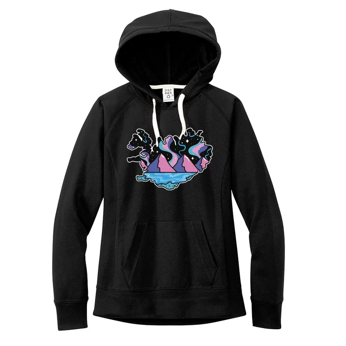 Northern Lights Island Map Women's Fleece Hoodie