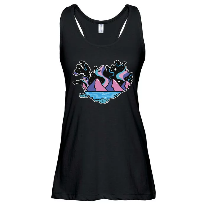 Northern Lights Island Map Ladies Essential Flowy Tank