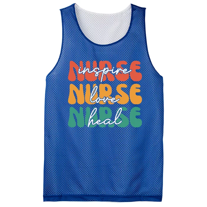 Nurse Love Inspire Heal Vintage Gift Mesh Reversible Basketball Jersey Tank