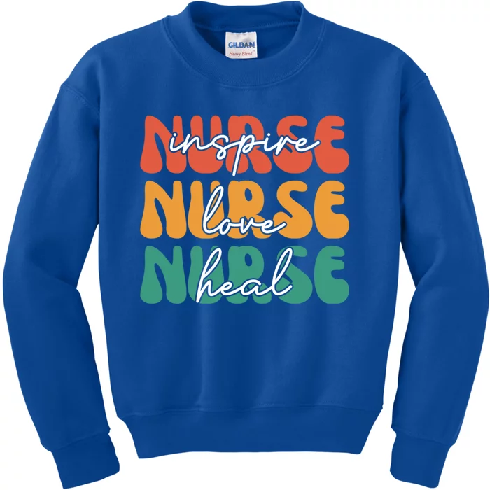 Nurse Love Inspire Heal Vintage Gift Kids Sweatshirt