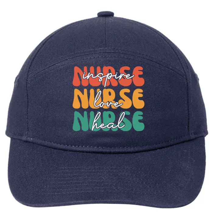 Nurse Love Inspire Heal Vintage Gift 7-Panel Snapback Hat