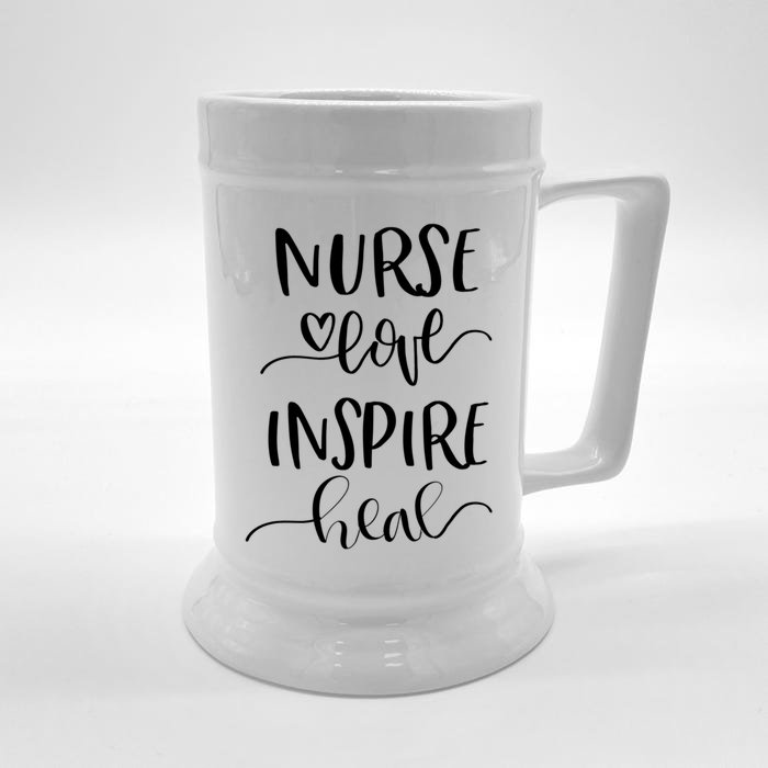 Nurse Love Inspire Heal Gift Front & Back Beer Stein