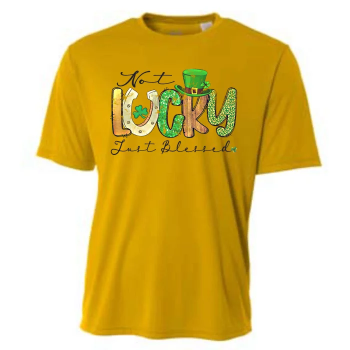 Not Lucky Just Blessed Leopard Green Clovers Gift Cooling Performance Crew T-Shirt