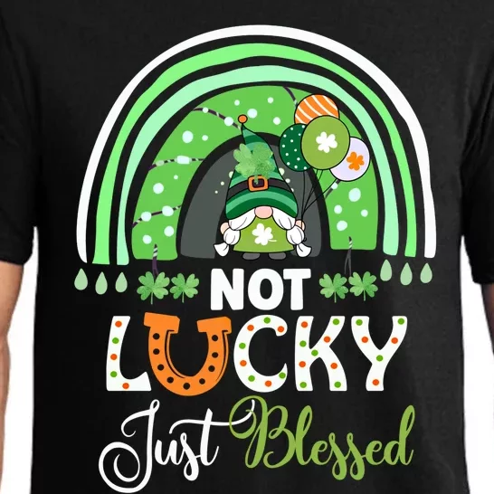 Not Lucky Just Blessed Rainbow Gnome Clover St Patricks Day Gift Pajama Set