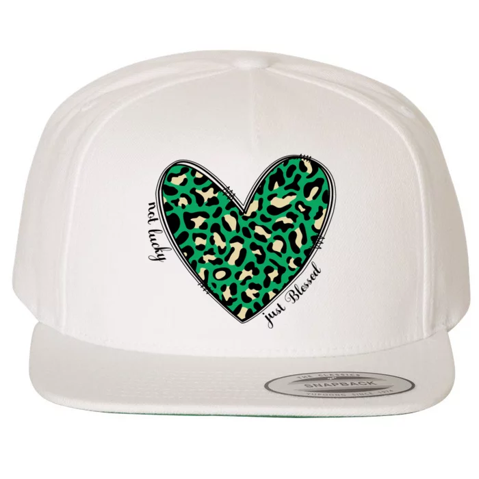 Not Lucky Just Blessed Heart Leopard Shamrock St Patrick Day Irish Wool Snapback Cap