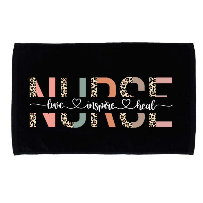 Nurse Life Love Inspire Heal Leopard Happy Nurses Day Gift Microfiber Hand Towel