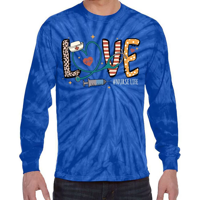 Nurse Life Love Inspire Heal Happy Nurses Day Gift Tie-Dye Long Sleeve Shirt