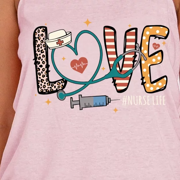 Nurse Life Love Inspire Heal Happy Nurses Day Gift Women's Knotted Racerback Tank