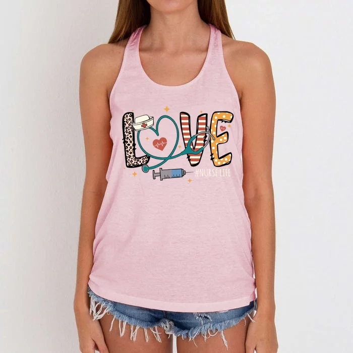 Nurse Life Love Inspire Heal Happy Nurses Day Gift Women's Knotted Racerback Tank