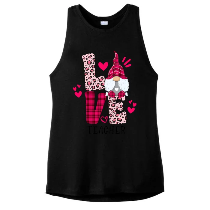 Nn Love Leopard Plaid Gnome Teacher Valentines Day Costume Meaningful Gift Ladies Tri-Blend Wicking Tank