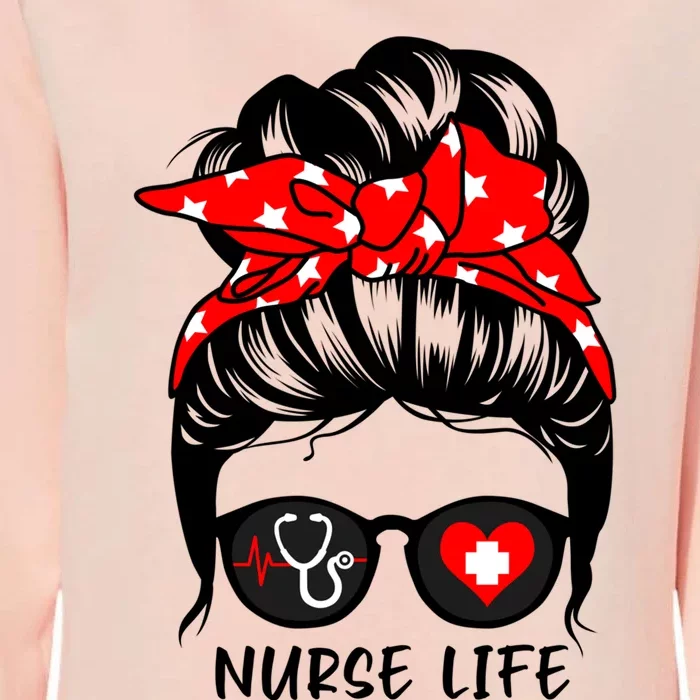 Nurse Life Messy Bun Hair Funny Registered Nurse Gift Womens California Wash Sweatshirt