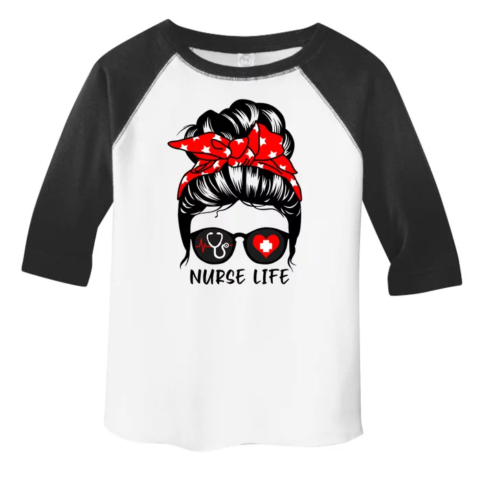 Nurse Life Messy Bun Hair Funny Registered Nurse Gift Toddler Fine Jersey T-Shirt