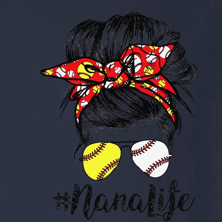 Nana Life Messy Bun Hair Softball Baseball Mother's Day Toddler Long Sleeve Shirt