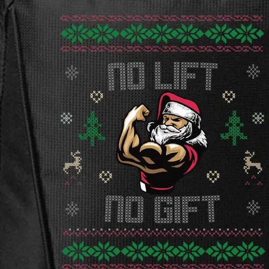 No Lift No Gift Gym Powerlifting Ugly Christmas Sweater Sant City Backpack