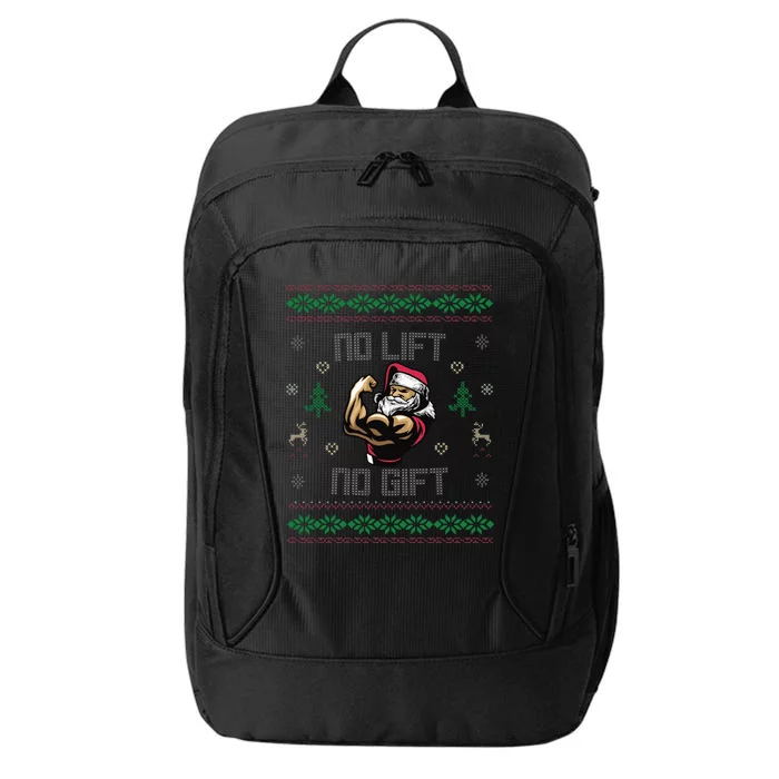 No Lift No Gift Gym Powerlifting Ugly Christmas Sweater Sant City Backpack