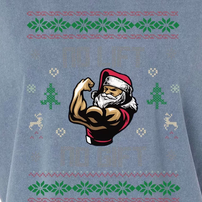 No Lift No Gift Gym Powerlifting Ugly Christmas Sweater Sant Garment-Dyed Women's Muscle Tee