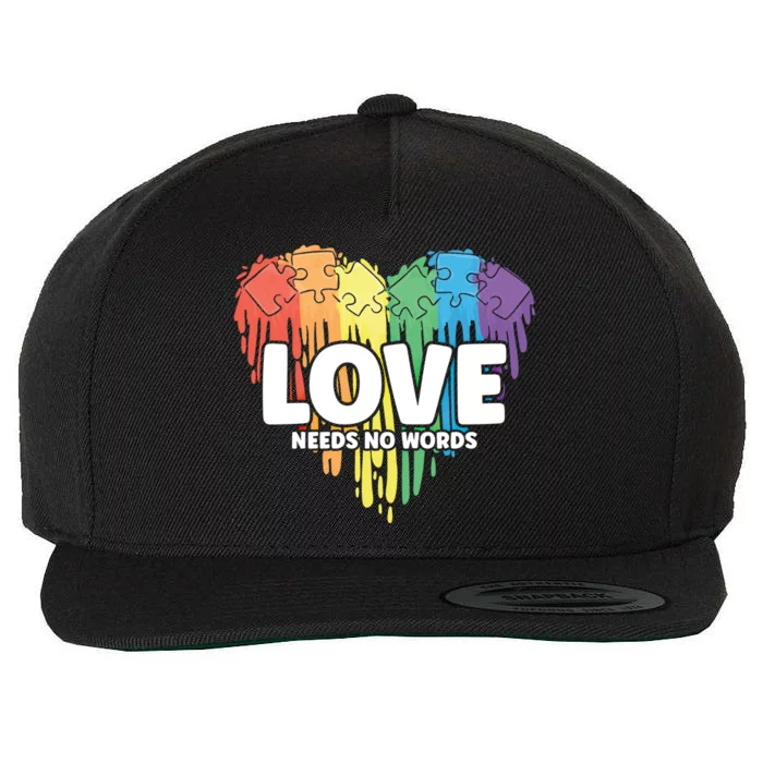 Neurodiversity Love Needs No Words Autism Awareness Cool Gift Wool Snapback Cap