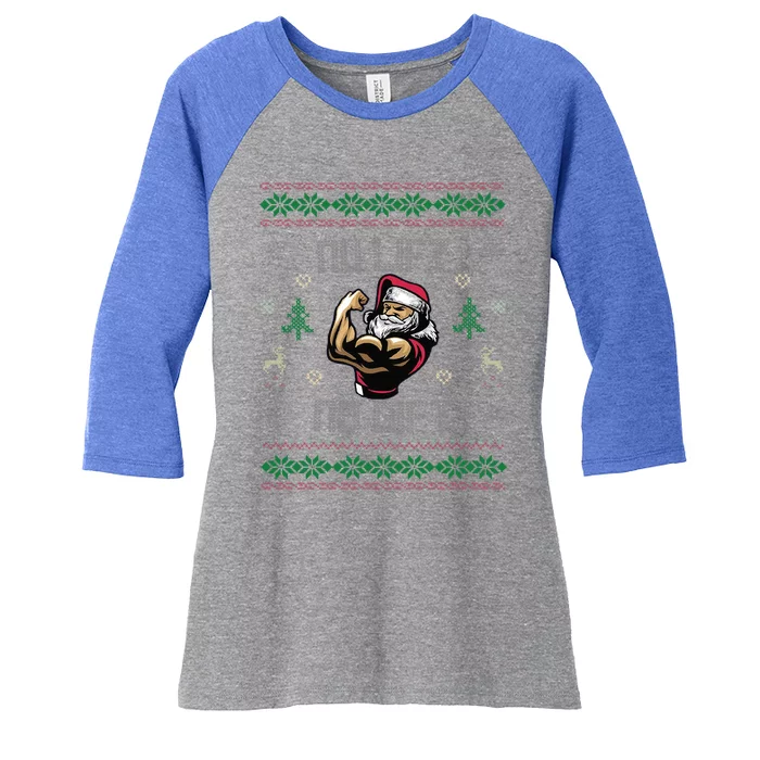 No Lift No Gift Gym Powerlifting Ugly Christmas Sweater Sant Gift Women's Tri-Blend 3/4-Sleeve Raglan Shirt