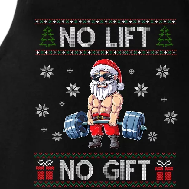 No Lift No Funny Gift Santa Gym Workout Ugly Christmas Sweater Cool Gift Ladies Tri-Blend Wicking Tank