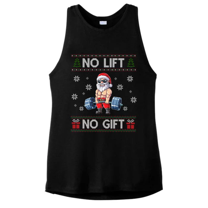 No Lift No Funny Gift Santa Gym Workout Ugly Christmas Sweater Cool Gift Ladies Tri-Blend Wicking Tank