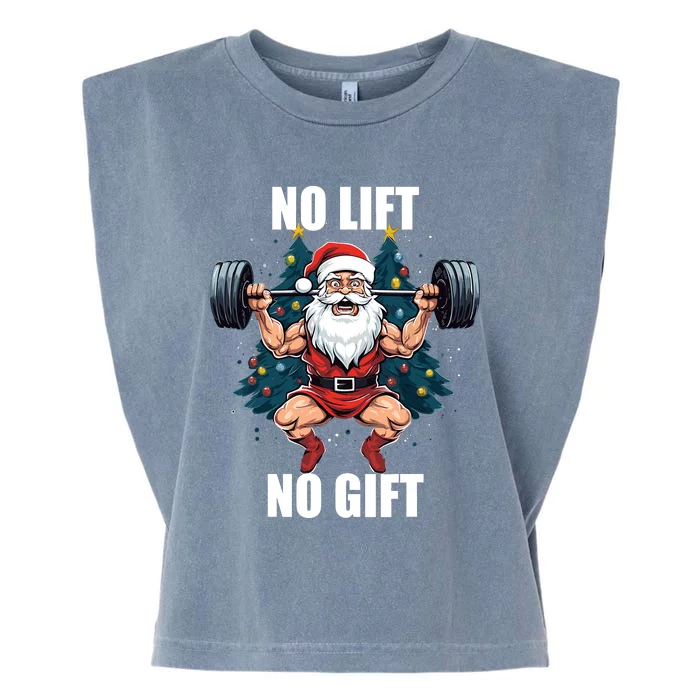 No Lift No Gift Santa Claus Christmas Gym Bodybuilding Garment-Dyed Women's Muscle Tee