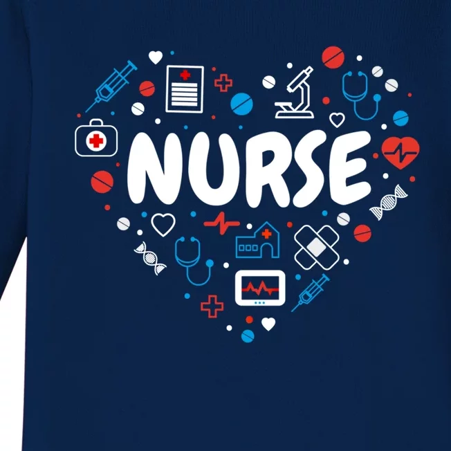 Nurse Love Nursing Student Rn Funny Gift Cool Gift Baby Long Sleeve Bodysuit