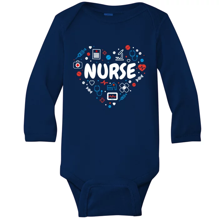 Nurse Love Nursing Student Rn Funny Gift Cool Gift Baby Long Sleeve Bodysuit