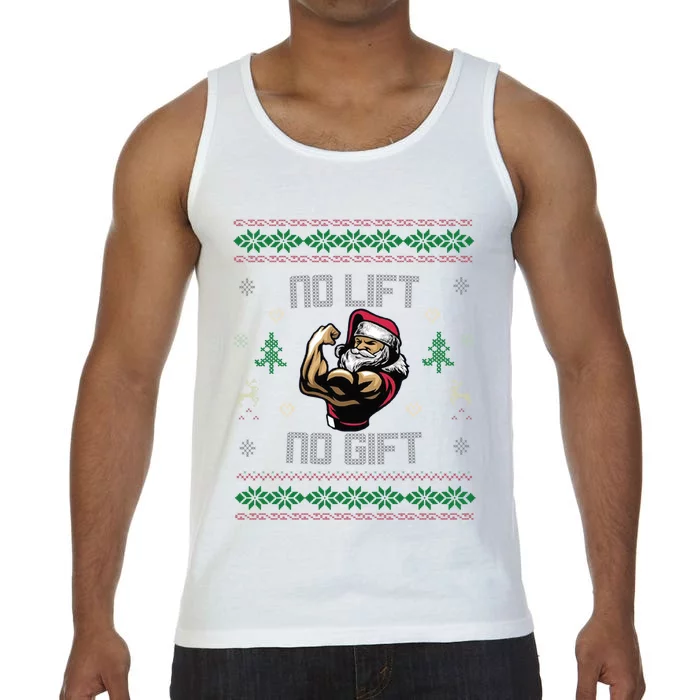 No Lift No Gift Gym Powerlifting Ugly Christmas Sweater Sant Funny Gift Comfort Colors® Tank Top