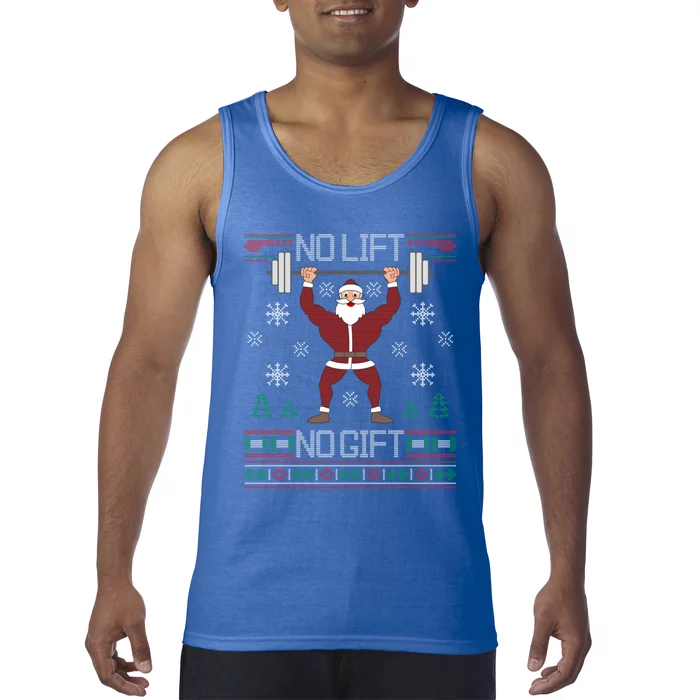 No Lift No Gift Santa Gym Workout Ugly Christmas Sweater Cool Gift Tank Top