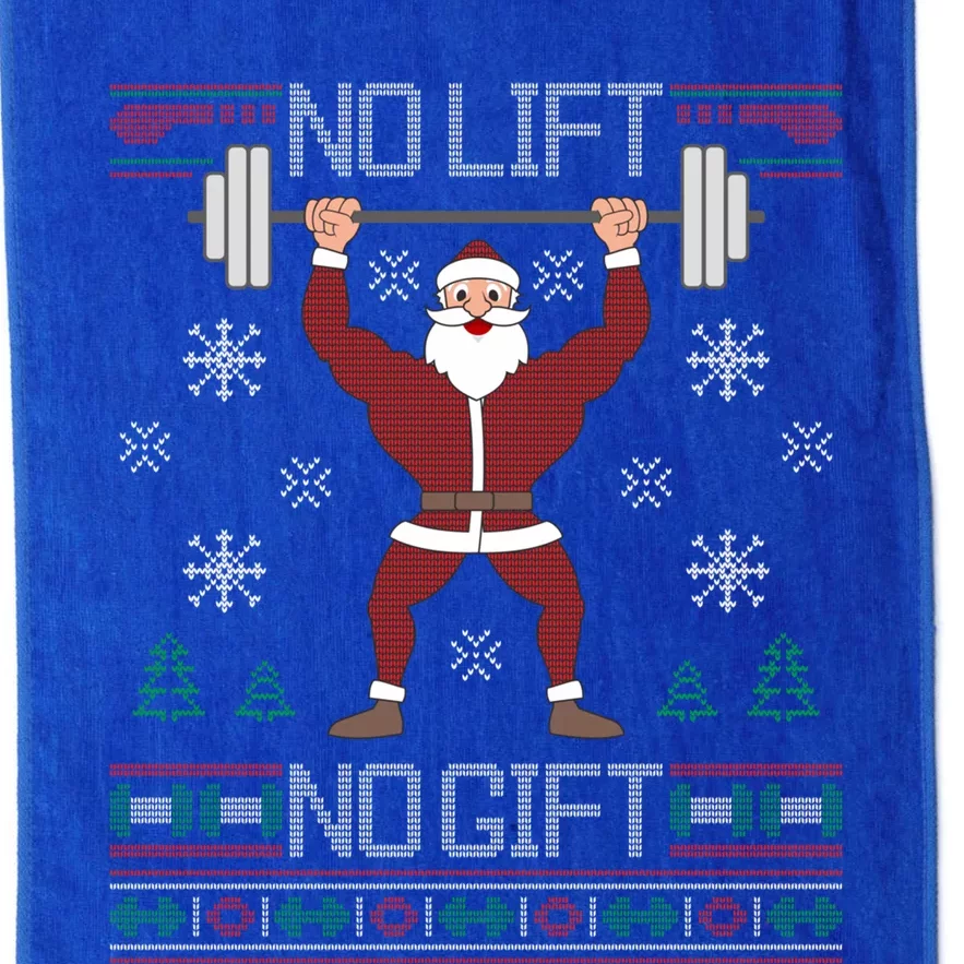 No Lift No Gift Santa Gym Workout Ugly Christmas Sweater Cool Gift Platinum Collection Golf Towel