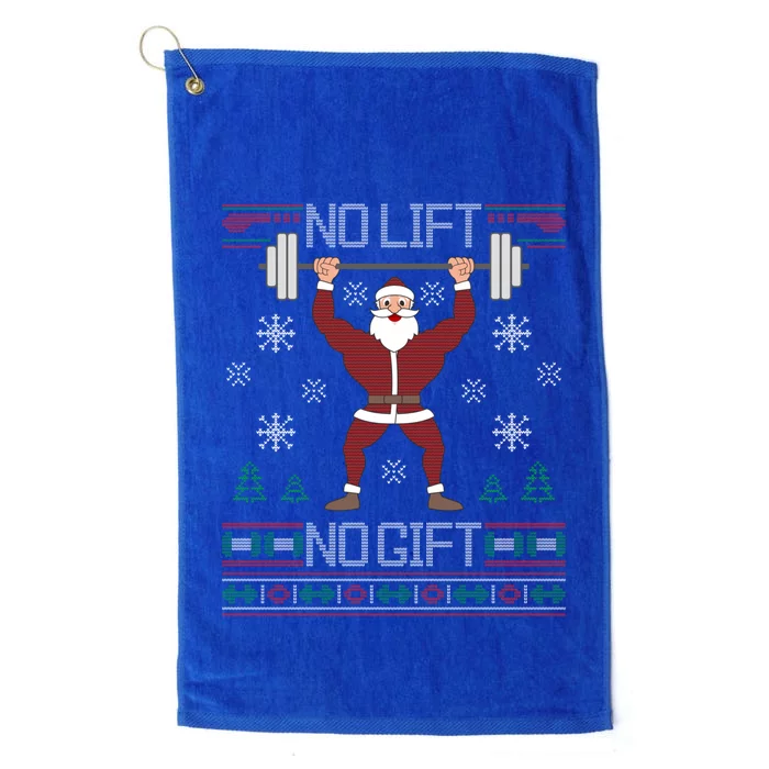 No Lift No Gift Santa Gym Workout Ugly Christmas Sweater Cool Gift Platinum Collection Golf Towel