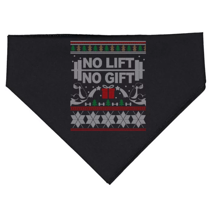 No Lift No Gift Ugly Christmas Sweater Bodybuilder Xmas Gift Cool Gift USA-Made Doggie Bandana