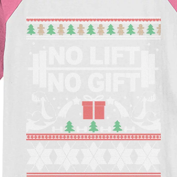 No Lift No Gift Ugly Christmas Sweater Bodybuilder Xmas Gift Cool Gift Kids Colorblock Raglan Jersey