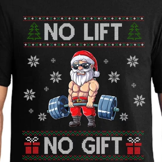 No Lift No Funny Gift Santa Gym Workout Ugly Christmas Sweater Gift Pajama Set