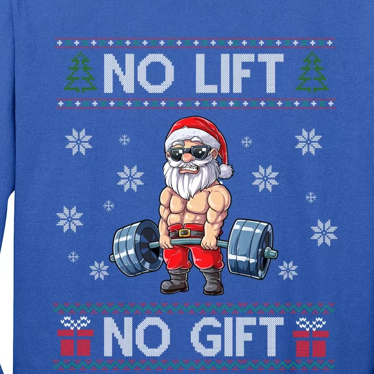 No Lift No Funny Gift Santa Gym Workout Ugly Christmas Sweater Gift Long Sleeve Shirt