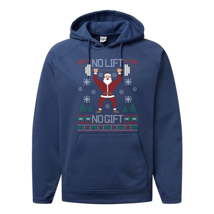 No Lift No Gift Ugly Christmas Sweater Gym Santa Performance Fleece Hoodie