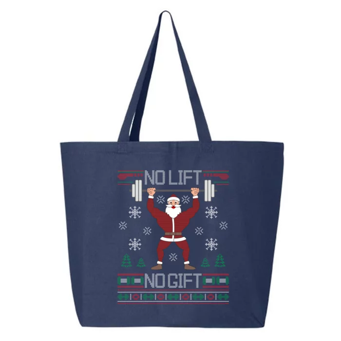 No Lift No Gift Ugly Christmas Sweater Gym Santa 25L Jumbo Tote