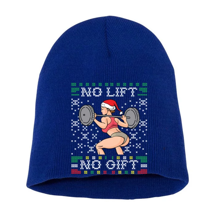 No Lift No Gift Ugly Christmas Sweater Miss Santa Gym Booty Cute Gift Short Acrylic Beanie