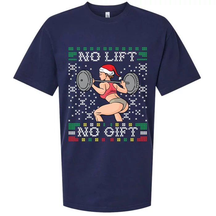 No Lift No Gift Ugly Christmas Sweater Miss Santa Gym Booty Cute Gift Sueded Cloud Jersey T-Shirt