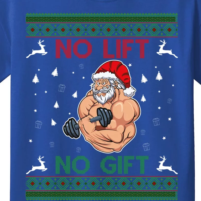 No Lifts No Funny Gift Merry Liftmas Gym Ugly Christmas Gift Kids T-Shirt