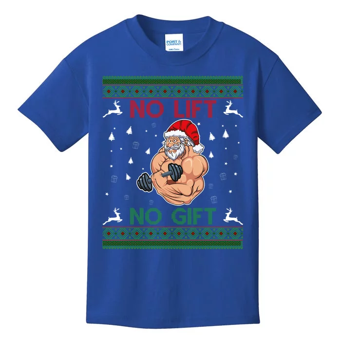 No Lifts No Funny Gift Merry Liftmas Gym Ugly Christmas Gift Kids T-Shirt