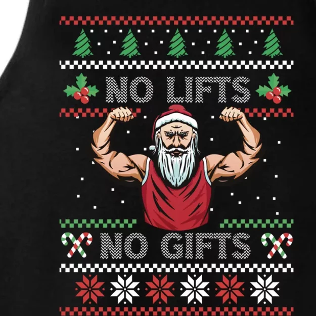 No Lifts No Funny Gift Funny Santa Fitness Ugly Sweater Gift Ladies Tri-Blend Wicking Tank