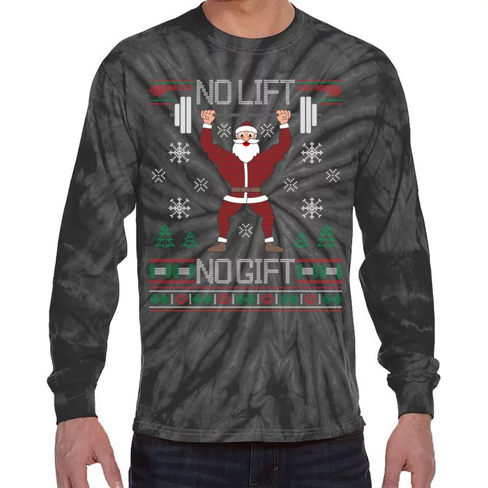 No Lift No Gift Ugly Christmas Sweater Gym Santa Long Sleeve Long Sleeve TShirt Tie-Dye Long Sleeve Shirt