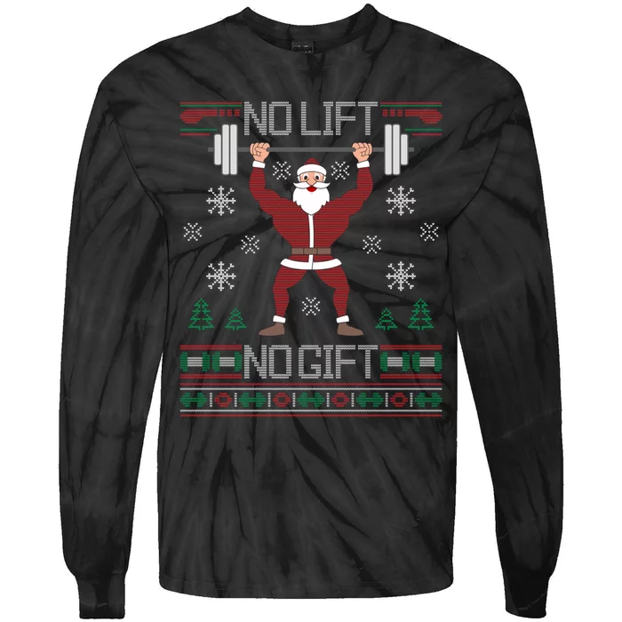 No Lift No Gift Ugly Christmas Sweater Gym Santa Long Sleeve Long Sleeve TShirt Tie-Dye Long Sleeve Shirt