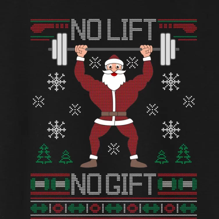 No Lift No Gift Ugly Christmas Sweater Gym Santa Long Sleeve Long Sleeve TShirt Women's Crop Top Tee