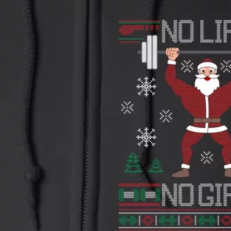 No Lift No Gift Santa Gym Workout Ugly Christmas Sweater Full Zip Hoodie